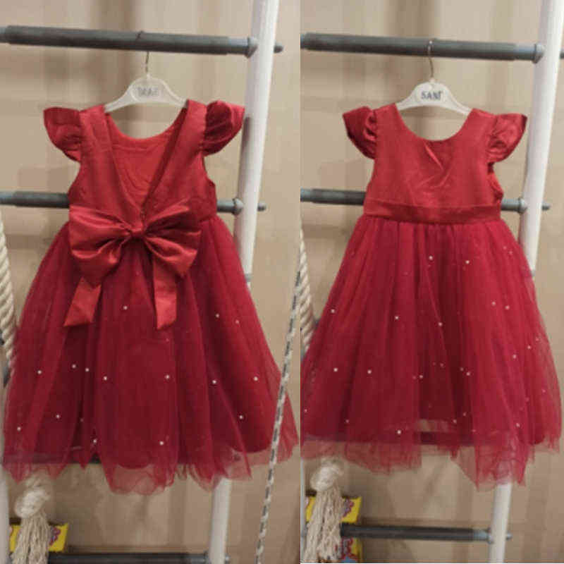 Kids Dress for Girl Party Fashion Dress 1-5y Children Birthday Dresses Princess Costume Girls Dots Mesh Lace Wedding Clothing Y220510