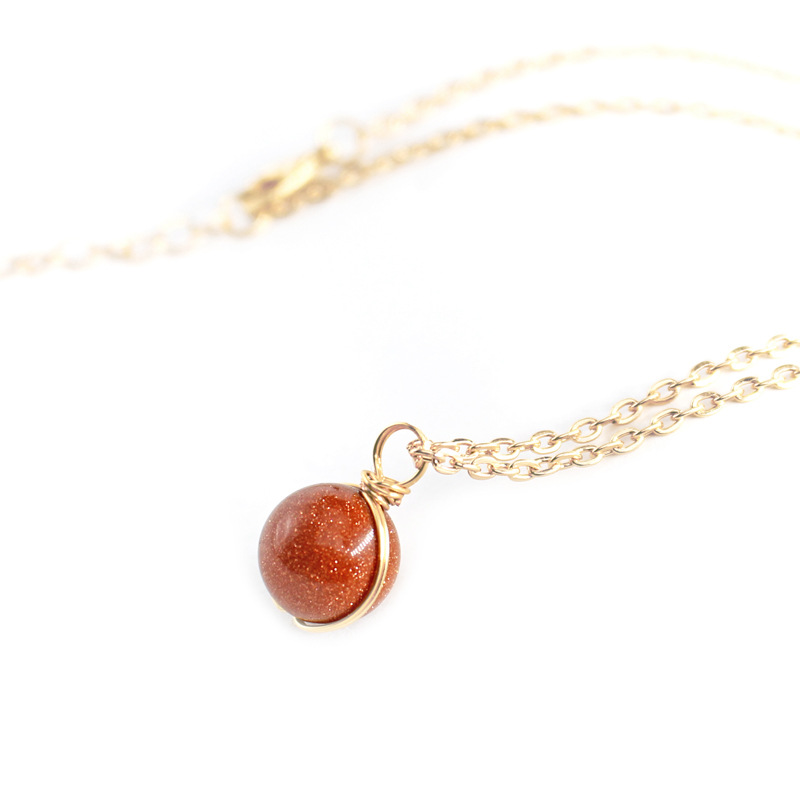 Natural Stone necklace 12mm Rose Quartz Tiger Eye Amethysts Energy Healing Chakra Pendant Necklaces Women Jewelry