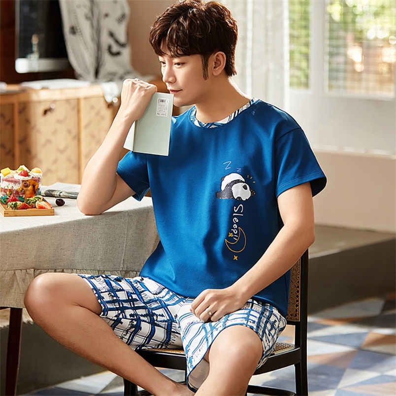 Men Summer Pajama Sets Cartoon Pijama Panda Print Pajamas With Plaid Shorts Plus Size Casual Comfort Cotton Sleepwear Pyjamas 220613
Men Summer Pajama Sets Cartoon Pijama Panda Print Pajamas With Plaid Shorts Plus Size Casual Comfort Cotton Sleepwear Pyjamas 220613