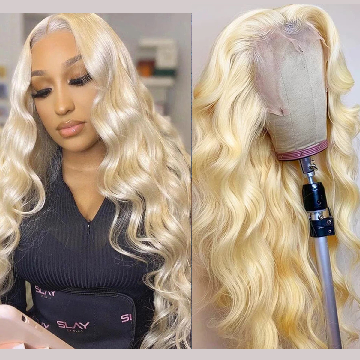 613 Honey Blonde Lace Front Wigs For Women 10-28 Inch Long Body Wave Transparent Synthetic Lace Frontal Wig