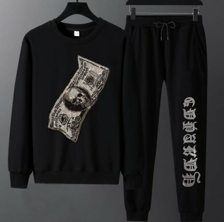 Winter soft and warm wear man tracksuit rhinestone new brand street wear, As shown 
Winter soft and warm wear man tracksuit rhinestone new brand street wear, As shown