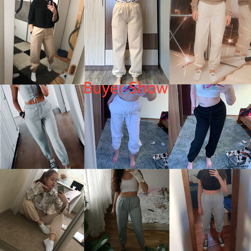 Liooil Joggers Fleece Drawstring Pencil Pant High Waist Baggy Sweatpants With Pocket Casual Fall Winter Streetwear 220325