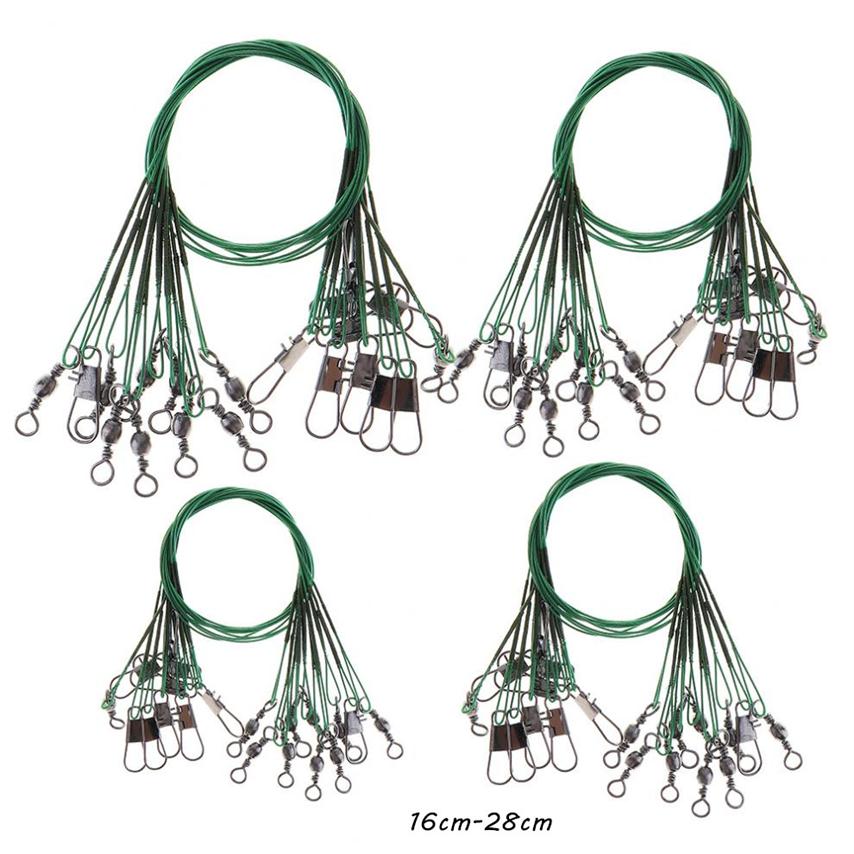 100pcslot 5 Sizes Mixed 16cm28cm Antibite Steel Wire Terminal Tackle Fishing Lines Stainless Snaps Swivels Pesca Accessories