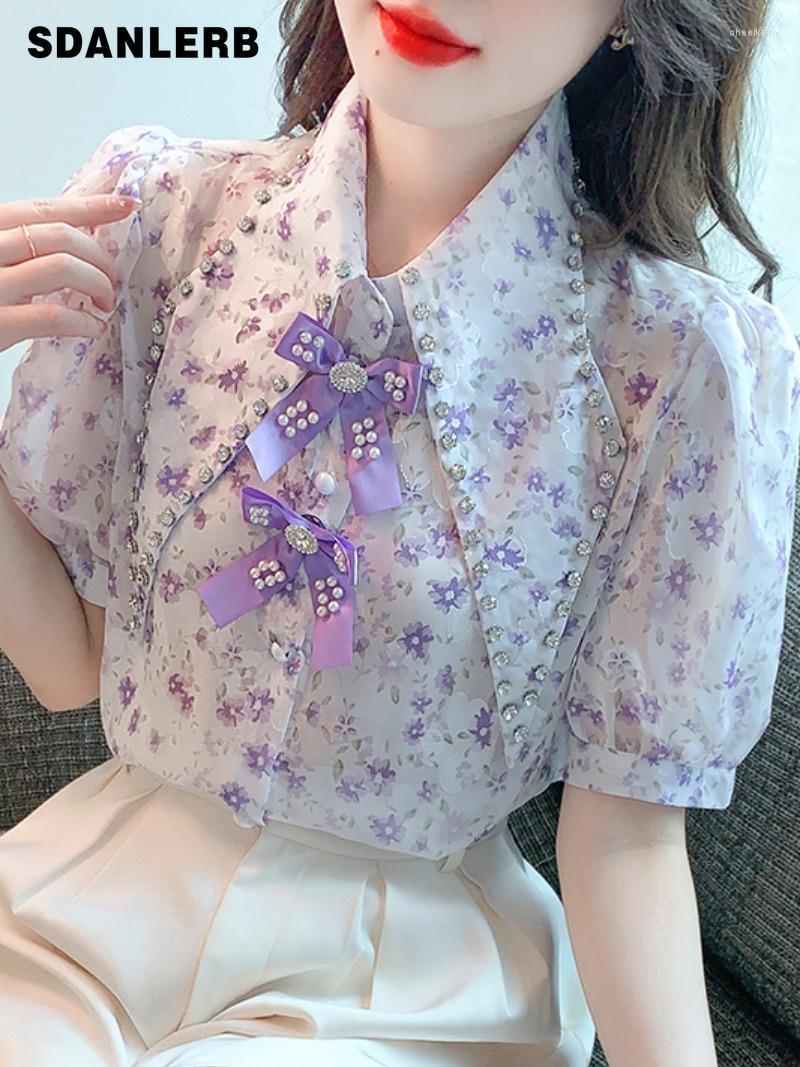 Women' Blouses & Shirts Summer Temperament Shirt Youthful-Looking Bow Pointed Collar Puff Short Sleeve Elegant Floral Chiffon Top For Women, Picture color
Women' Blouses & Shirts Summer Temperament Shirt Youthful-Looking Bow Pointed Collar Puff Short Sleeve Elegant Floral Chiffon Top For Women, Picture color