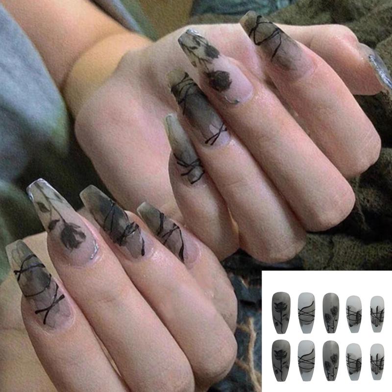 False Nails 24pcs/Set Rose Coffin Fake Black Piece Wearable Press On Nail Tips Artificial Full Cover Ballerina Manicure ArtFalseFalse, Must
False Nails 24pcs/Set Rose Coffin Fake Black Piece Wearable Press On Nail Tips Artificial Full Cover Ballerina Manicure ArtFalseFalse, Must