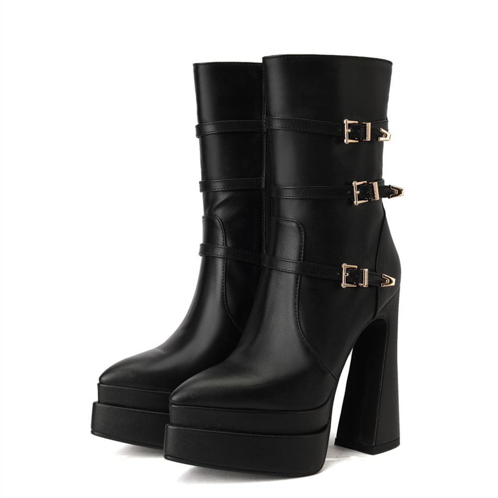 2022 new autumn and winter women's boots fashion buckle decoration platform high heels rear zipper waterproof gothic shoes, Ggm&146-black plus velvet
2022 new autumn and winter women's boots fashion buckle decoration platform high heels rear zipper waterproof gothic shoes, Ggm&146-black plus velvet