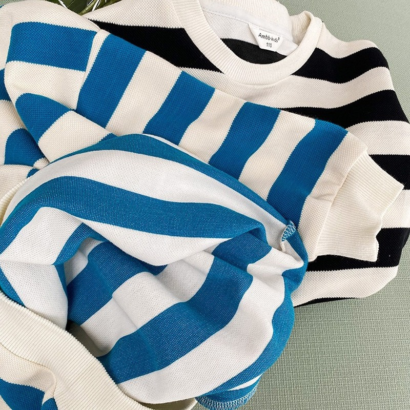 Hoodies & Sweatshirts Spring fashion Girls cotton striped sweatshirts Kids loose 220823