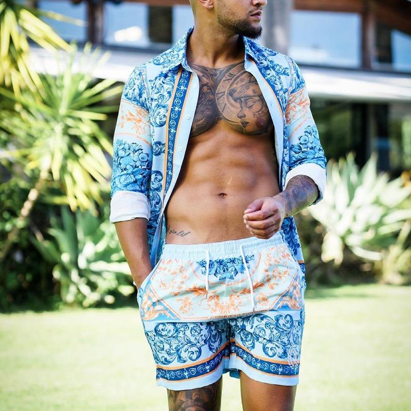 Men' Tracksuits Summer Men' Blue And White Porcelain Printing Beach Holiday Hawaii Long-Sleeve Shorts 2 Piece Set Shirt Suit 2022
Men' Tracksuits Summer Men' Blue And White Porcelain Printing Beach Holiday Hawaii Long-Sleeve Shorts 2 Piece Set Shirt Suit 2022