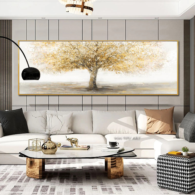 Golden Tree Posters Decorative Pictures Canvas Prints Wall Art For Living Room Modern Home Decor Bedside Abstract Painting