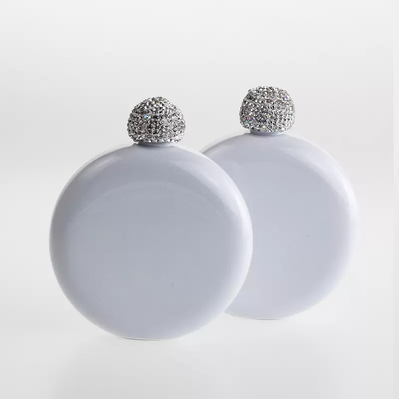 sublimation 5oz Hip Flasks with diamond lid round square blank Stainless Steel Flagon mini water bottle tumbler