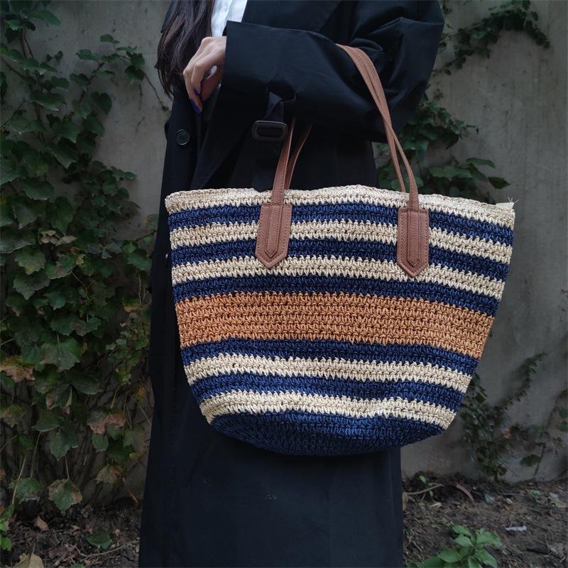 Evening Bags Blue Striped Big Straw Totes For Women Large Capacity Woven Shoulder Bag Summer Beach Weaving Shopper HandbagsEvening
Evening Bags Blue Striped Big Straw Totes For Women Large Capacity Woven Shoulder Bag Summer Beach Weaving Shopper HandbagsEvening