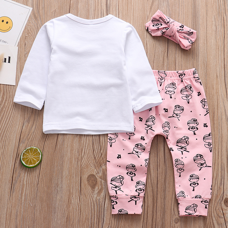 3Pcs Baby Girls Clothes Set born Infant Outfits Letter Daddys Little Girl Tops Pink Pants Headband Fashion Born Clothing 220326