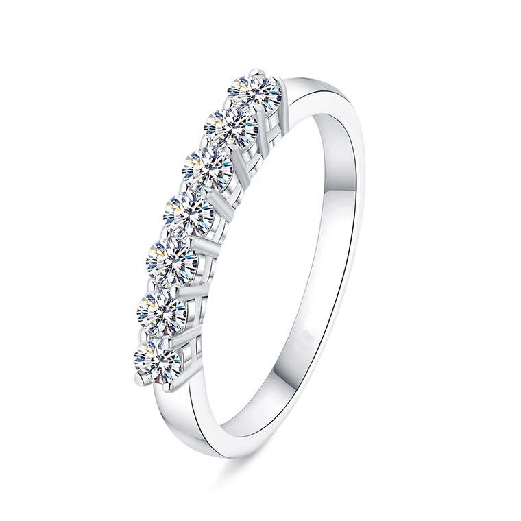 Exquisite Sterg Sier Eternity Ring: Single-Row Round Cut Cubic Zirconia Wedding Band for Women