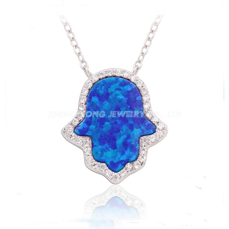 Pendant Necklaces 925 Sterling Silver Plated White Gold Dark Blue Hamsa Opal CZ Fashion Necklace
Pendant Necklaces 925 Sterling Silver Plated White Gold Dark Blue Hamsa Opal CZ Fashion Necklace
