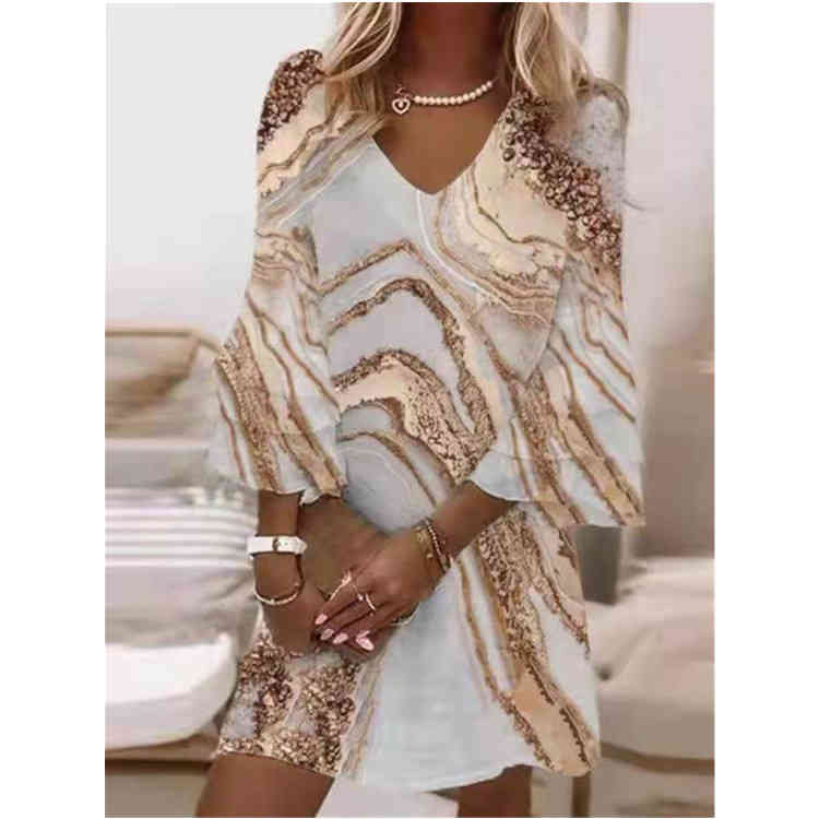 lotus print V-neck 2022 leaf golden marble fashion pattern dress, medium sleeve skirt, Gold
lotus print V-neck 2022 leaf golden marble fashion pattern dress, medium sleeve skirt, Gold