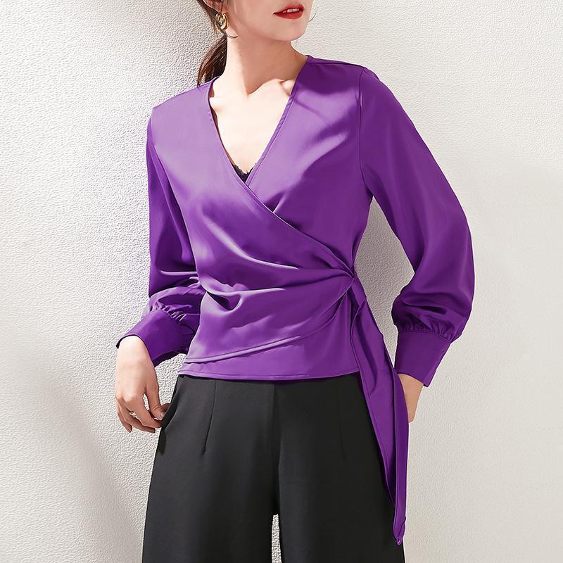 Women's Blouses & Shirts Womens Tops And Spring Korean Women Clothing V-neck Satin Strap Shirt Long Sleeve Chiffon, Blue
Women's Blouses & Shirts Womens Tops And Spring Korean Women Clothing V-neck Satin Strap Shirt Long Sleeve Chiffon, Blue