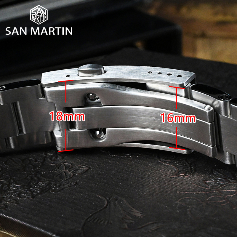 San Martin Watch Bracelet Clasp 2 4 Micro Adjustment Hole Suitable For 18 16mm Universal Size Buckle 316L Folding 220617