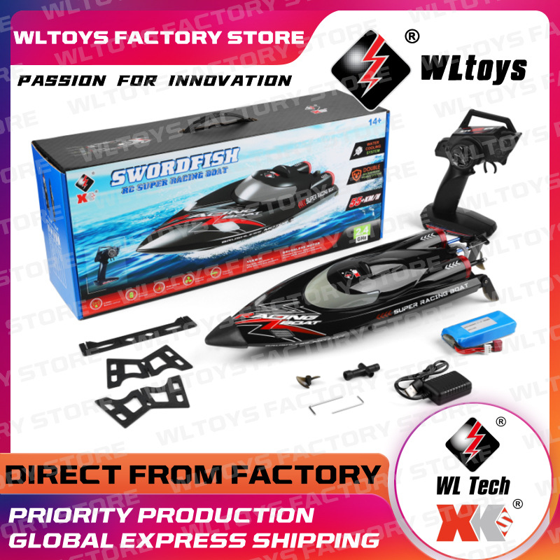 

Wltoys WL916 RTR 2.4G Brushless RC Boat Fast 60km/h High Speed Vehicles w/ LED Light Water Cooling System Models Toys_HY, Black
