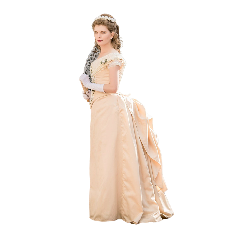 Vintage Victorian Champagne Wedding Dress Scoop Neck Ballroom Gothic Bridal Dresses 3D Floral Applique Long Flower Bustle Wedding Gowns