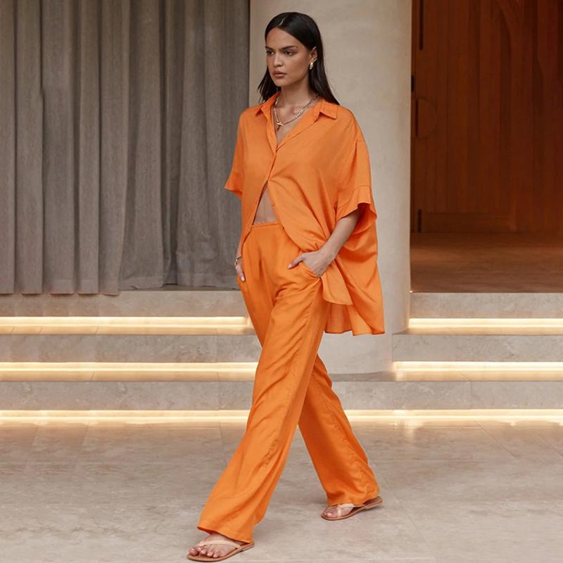 Women' Two Piece Pants Cotton Linen Set Women Short Sleeve Shirt And Matching Sets Orange Color Fashion Loose Casual Clothing For Ladies Ho
Women' Two Piece Pants Cotton Linen Set Women Short Sleeve Shirt And Matching Sets Orange Color Fashion Loose Casual Clothing For Ladies Ho