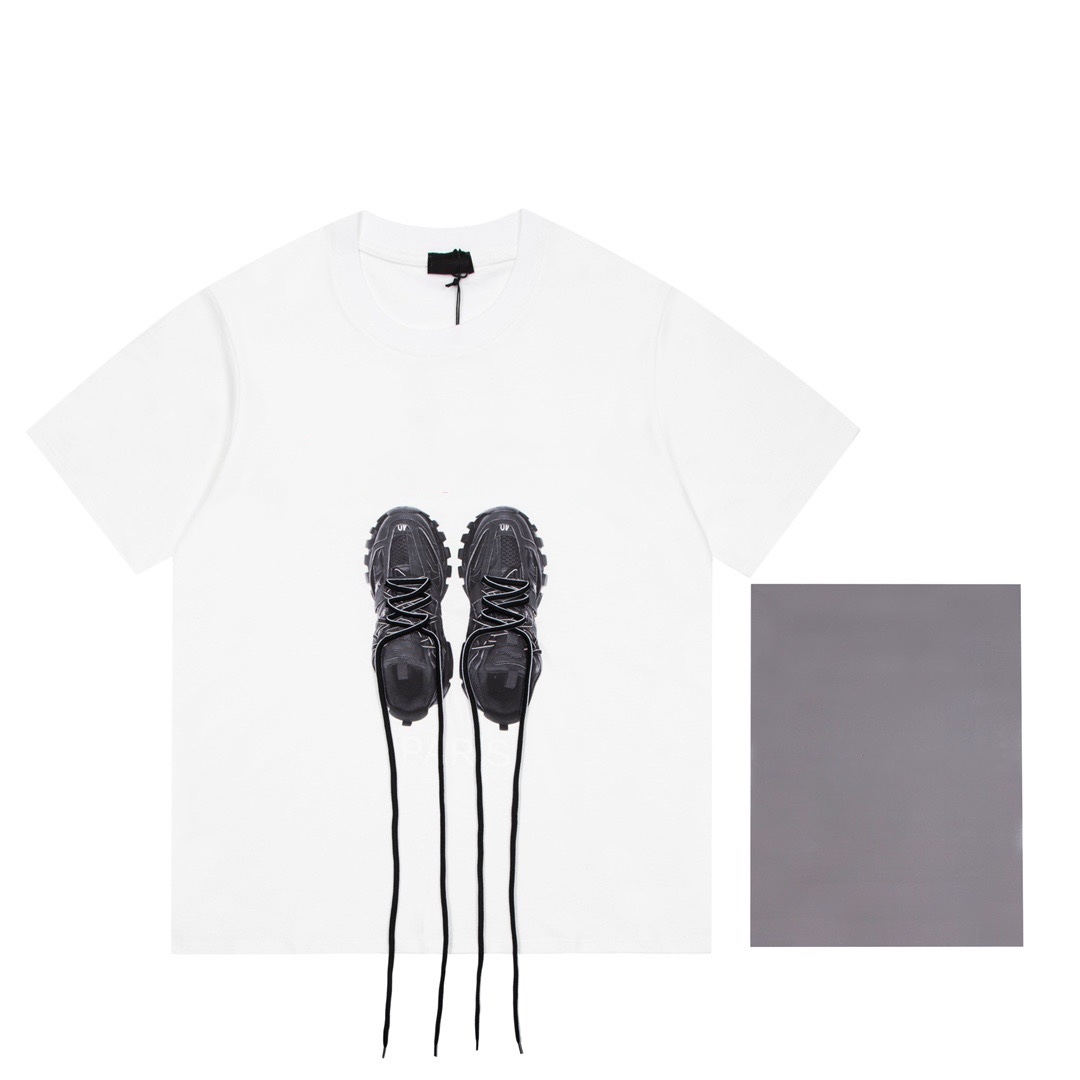 Cotton Oversize Man T shirt With Triple S Sneaker Paint Woman Summer Tees 280g Fabric And Shoes Lace 
Cotton Oversize Man T shirt With Triple S Sneaker Paint Woman Summer Tees 280g Fabric And Shoes Lace