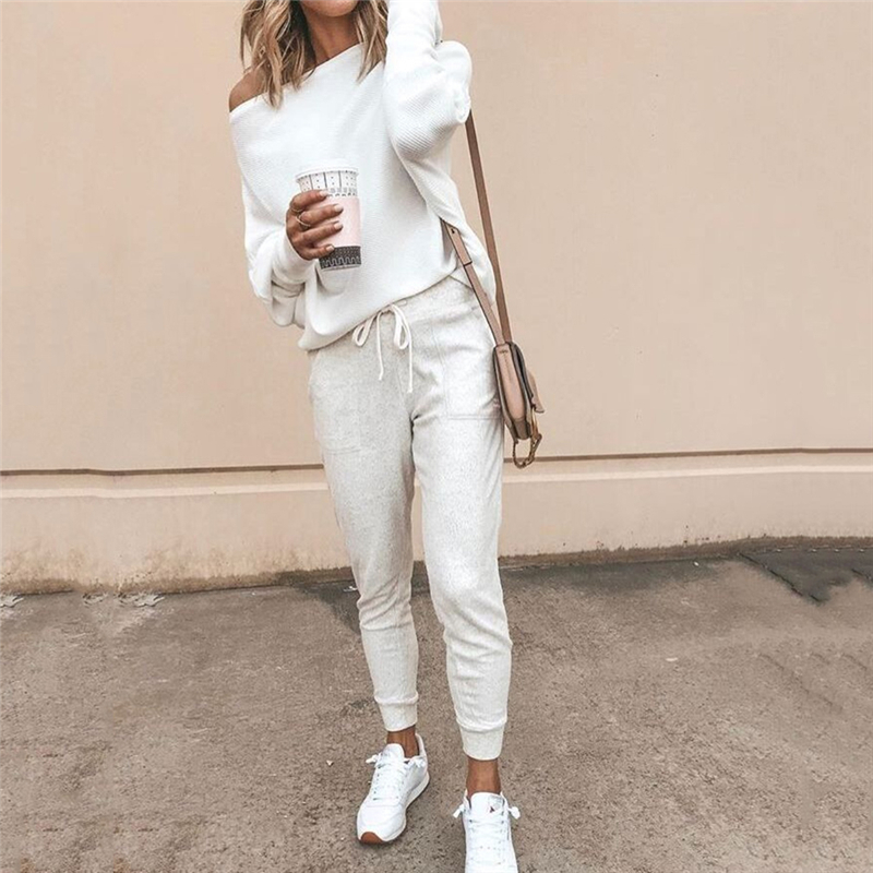 Tee Shirt Femme Autumn Sexy Off The Shoulder Long Sleeve Tops For Women T Casual One Rib 220714