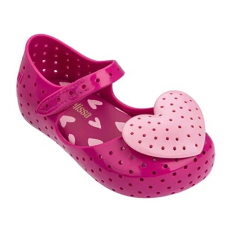 Mini Melissa Lovely Heart Girl Jelly Shoes Sandals Baby Shoes Soft Bottom Melissa Sandals For Kids Non-slip Princess 220409
