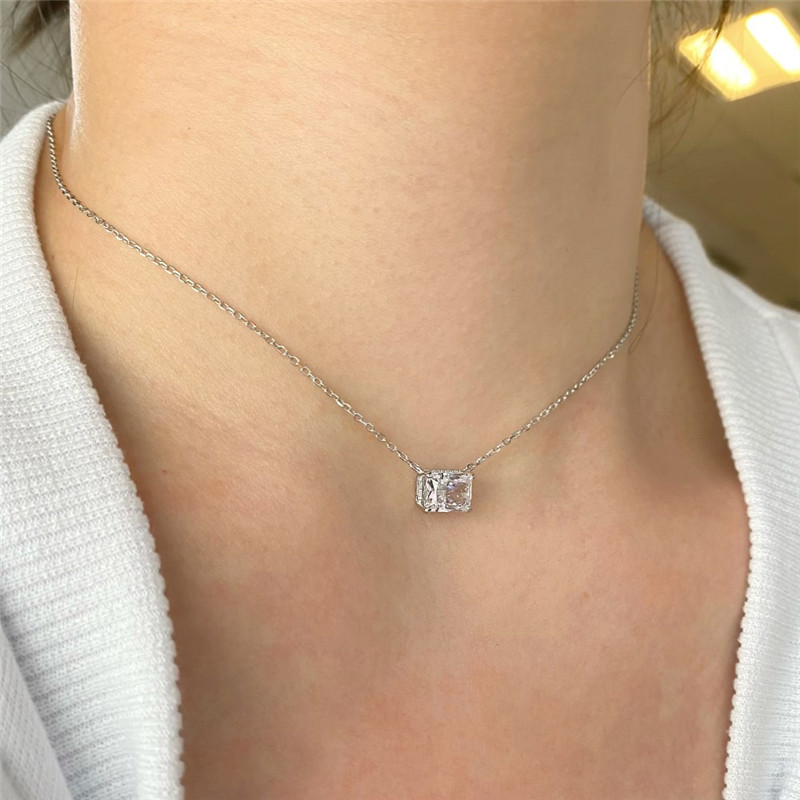 6x8mm diamond designer pendant necklace for woman s925 sterling silver green blue yellow 8A cubic Moissanite pear 18k gold necklaces choker luxury jew