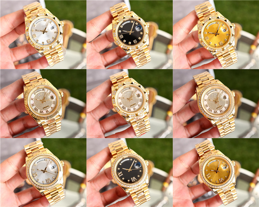 Diamond Surface Men Watch Day Date Automatic Mechanical Watches Sapphire Glass Stainless Steel Strap Babysbreath Wristwatch Gold White Black Blue With Box
Diamond Surface Men Watch Day Date Automatic Mechanical Watches Sapphire Glass Stainless Steel Strap Babysbreath Wristwatch Gold White Black Blue With Box