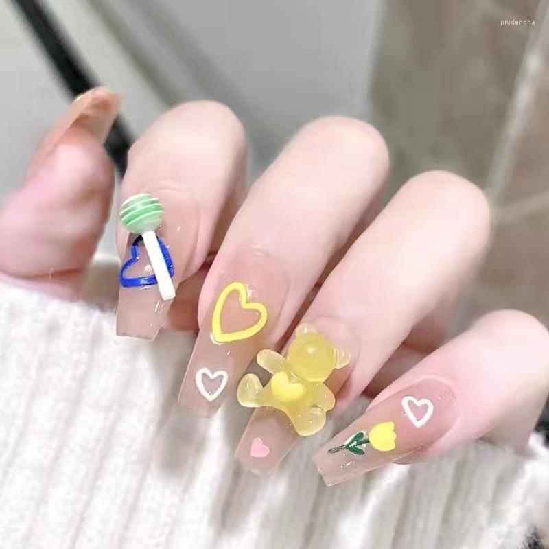 False Nails Summer Childlike Candy Cute Bear Love And Tulip Flowers Tips Wearable Fake Set Press On Prud22, Only 1 sheet
False Nails Summer Childlike Candy Cute Bear Love And Tulip Flowers Tips Wearable Fake Set Press On Prud22, Only 1 sheet