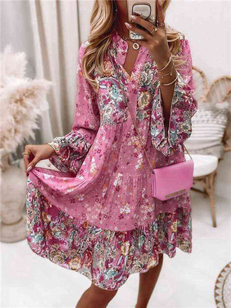 Spring Ruffle Loose Women Party Dress Casual V Neck Beach Pullover Dress 2022 Elegant Retro Floral Print Flare Sleeve Mini Dress Y220401, 01 pink
Spring Ruffle Loose Women Party Dress Casual V Neck Beach Pullover Dress 2022 Elegant Retro Floral Print Flare Sleeve Mini Dress Y220401, 01 pink