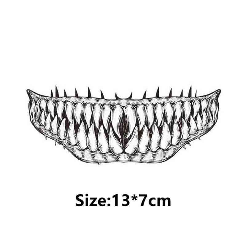 NXY Temporary Tattoo 1 Pcs Halloween Sticker Face Mouth Teeth Waterproof Dark Wind Funny Makeup 0330