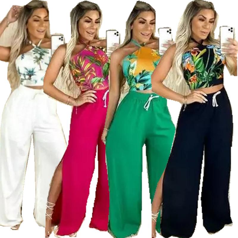 Women' Two Piece Pants Women Print Halter Tank Top & Solid Split Wide Leg Set 2022 Summer Beach Holiday SuitWomen, Black
Women' Two Piece Pants Women Print Halter Tank Top & Solid Split Wide Leg Set 2022 Summer Beach Holiday SuitWomen, Black