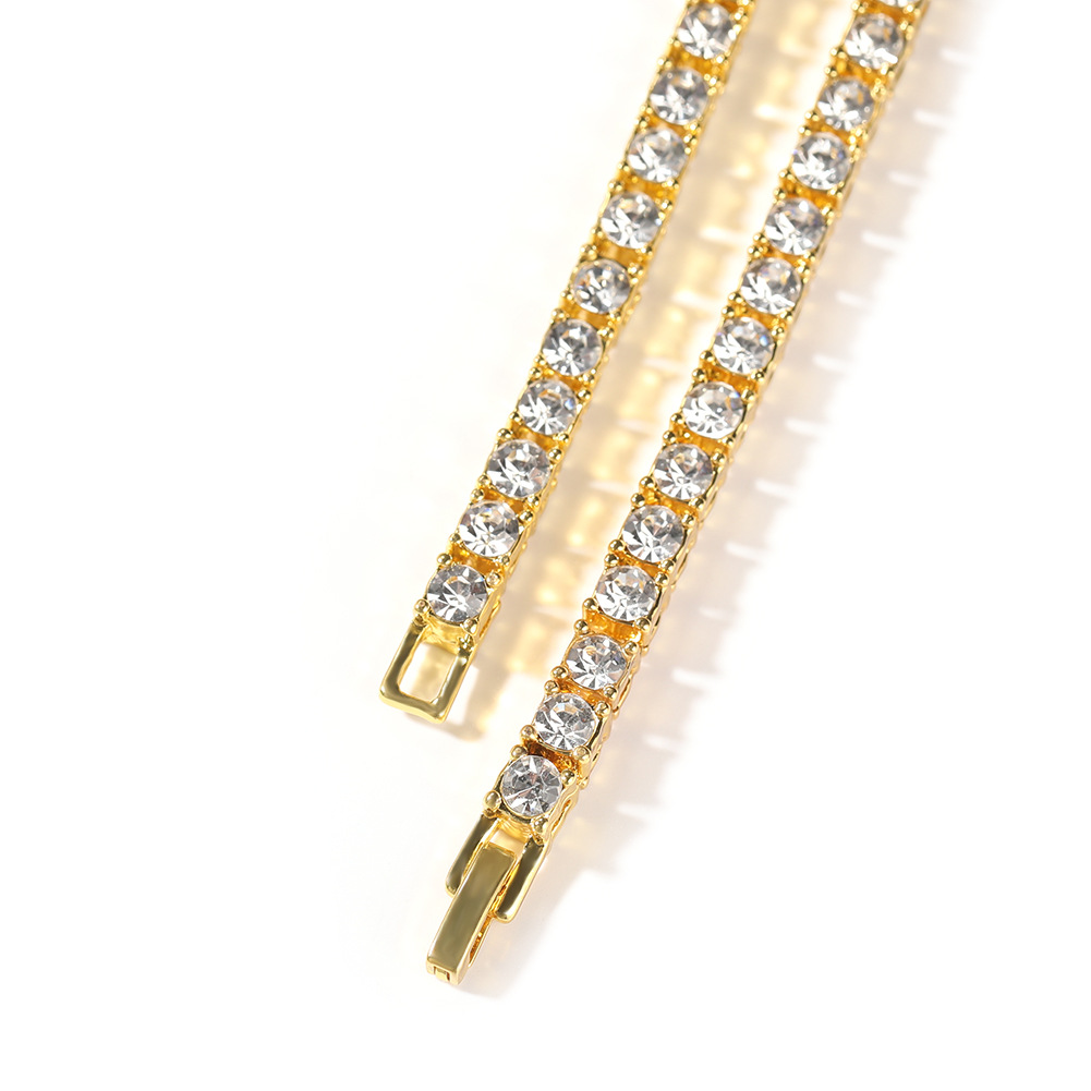 3mm/4mm Diamond Tennis Chain Necklace TopBling Gold Plated Jewelry Hip Hop Chains Necklace
