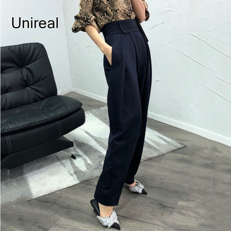 Unireal Autumn Fashion Women Wide Leg Pants High Waist Casual Trouser Streetwear Chic Vintage Loose Palazzo 220325