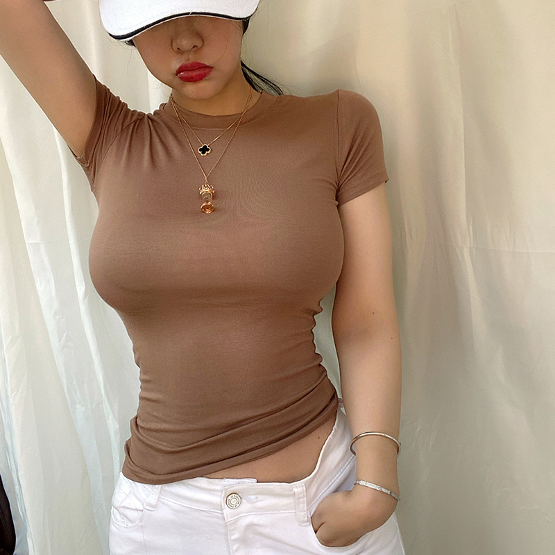 AOSSVIAO summer character t-shirts fashion girls tops short sleeve Slim korean women cotton Tee Shirt Femme 220328