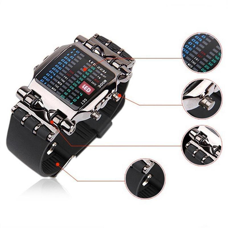 Wristwatches Pcs Binary Electronic Watch Cool Colorful Lantern Men's Sports LED StudentWristwatches, Black
Wristwatches Pcs Binary Electronic Watch Cool Colorful Lantern Men's Sports LED StudentWristwatches, Black