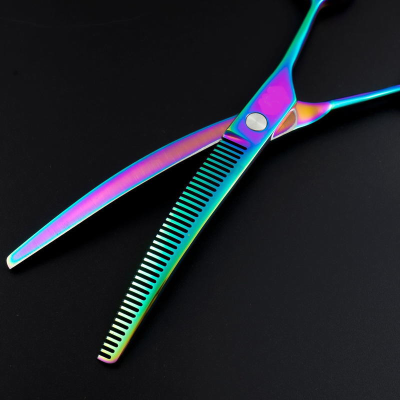 Professional JP 440c 7.0 inch curved pet grooming quality tooth cut dog hair Grooming Curved thinner thinning shears Scissors 220317