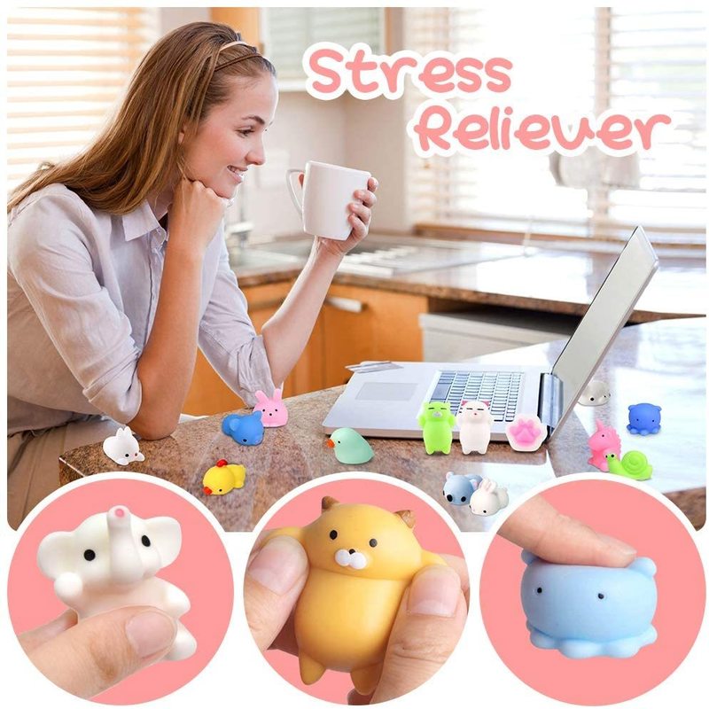 20Pcs Set Color Mochi Squishy Cute Cat Antistress Ball Squeeze Rising Abreact Soft Sticky Stress Relief Toys Funny Gifts Toy YJN 220531