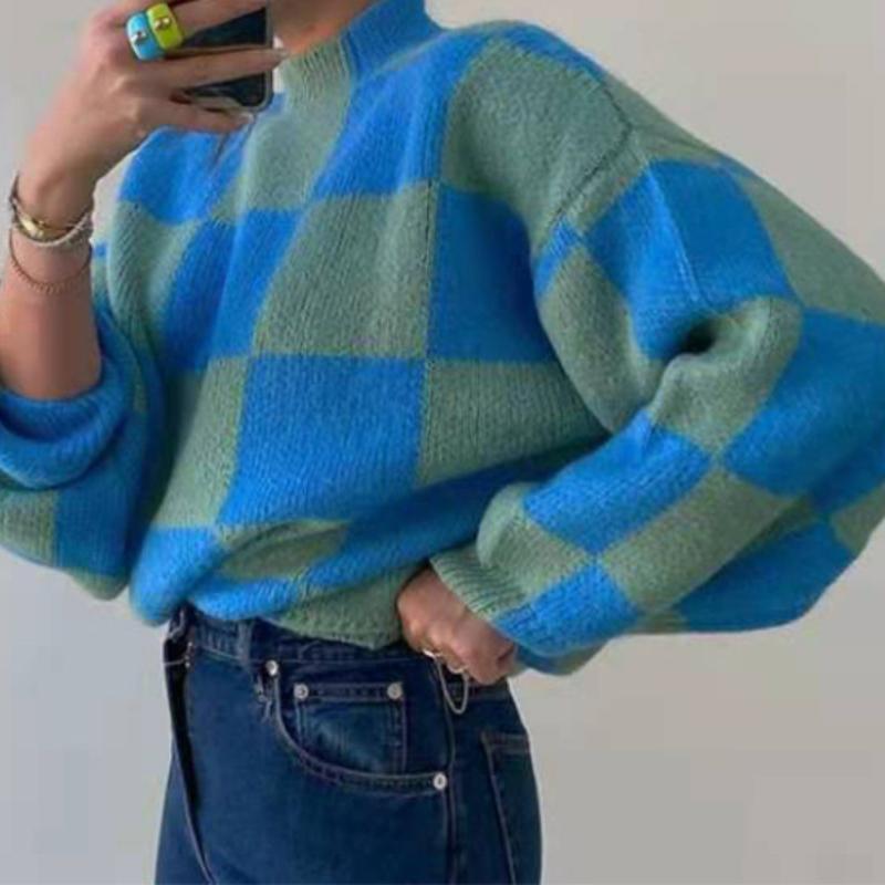 Women's Sweaters Winter Oversized Women Half Turtleneck Sweater Knitted Casual Plaid Pullover Lantern Sleeve Jumper Pull 2022 WomanWomen's, Blue
Women's Sweaters Winter Oversized Women Half Turtleneck Sweater Knitted Casual Plaid Pullover Lantern Sleeve Jumper Pull 2022 WomanWomen's, Blue