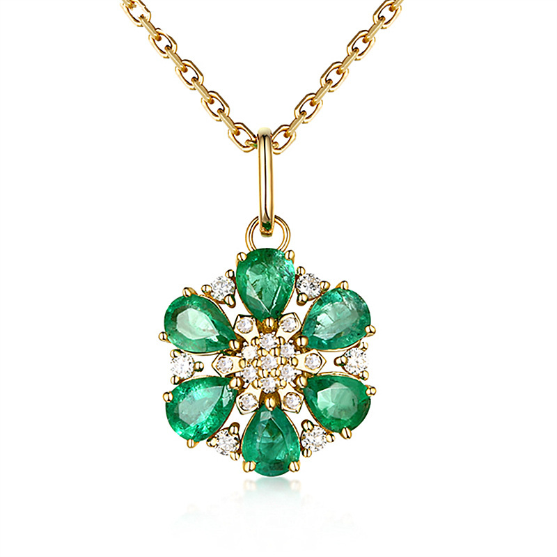 Elegant Flower Necklace Emerald Zircon Gemstone Pendant Jewelry Ornament Women Wedding Six Petal Flower Diamond Pendant
Elegant Flower Necklace Emerald Zircon Gemstone Pendant Jewelry Ornament Women Wedding Six Petal Flower Diamond Pendant