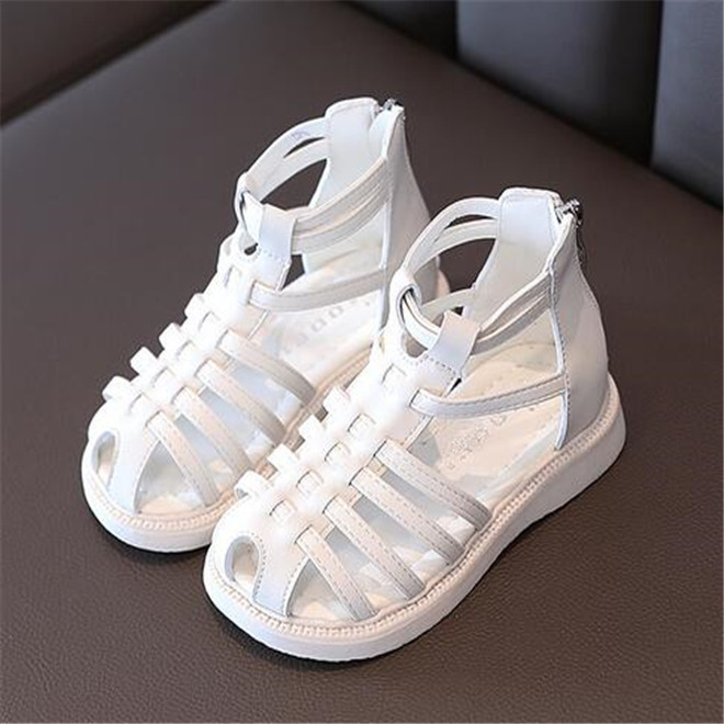 Summer Kids Girls Sandals New Style Children Baotou Hollow Sandal Retro Woven Roman Shoes Princess Shoe