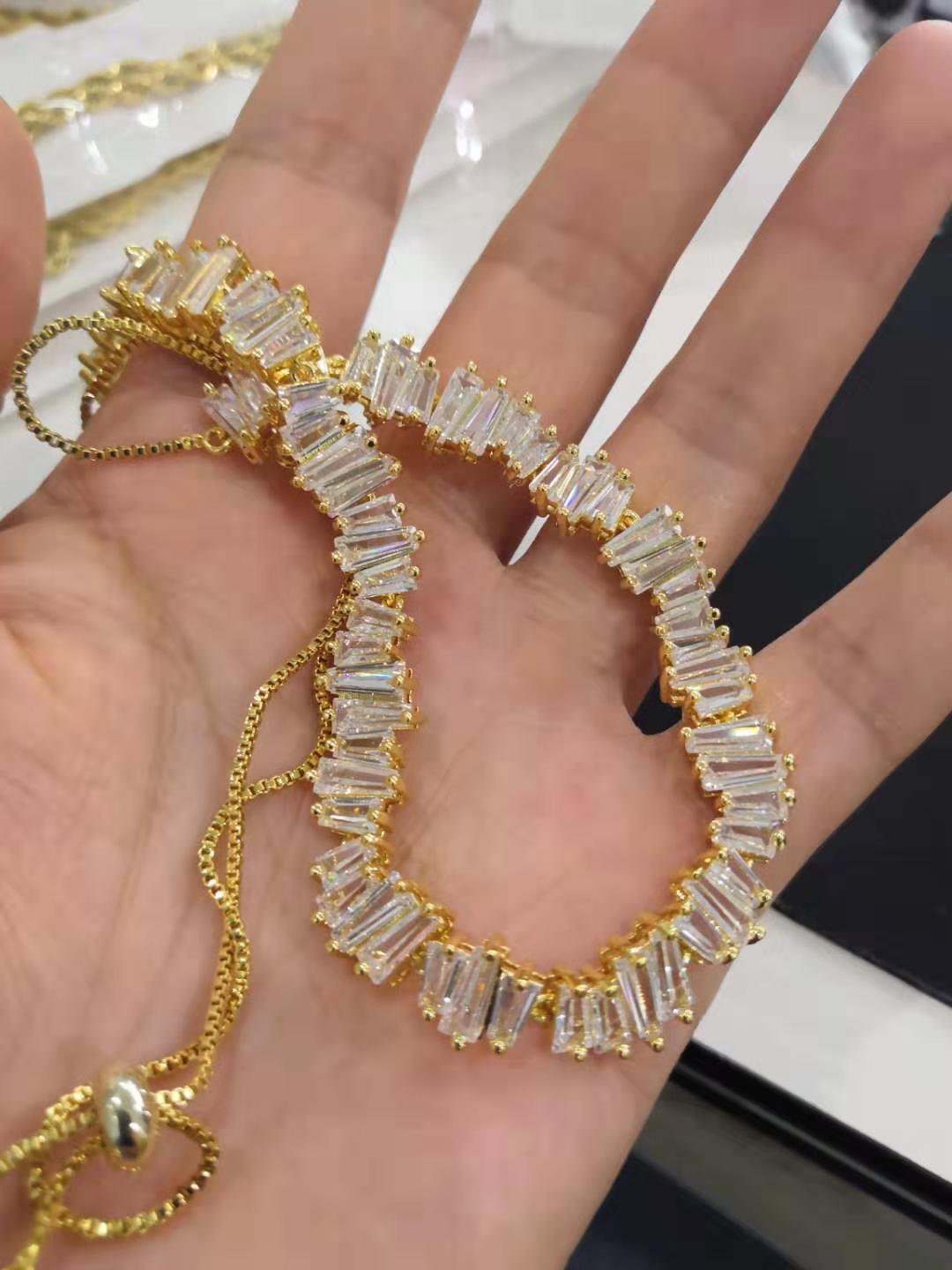 Pull-out Strands Necklace Creative Crystal Diamond Zircon Necklace 18K Gold Plating Strings Chain Women Wedding Pattery Christmas Gifts