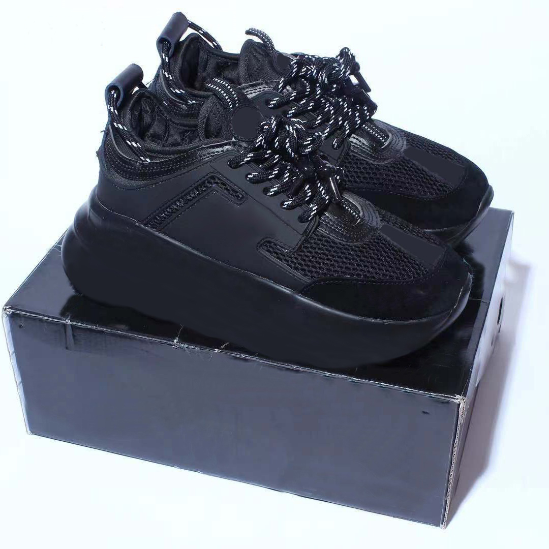 Designer Sneakers CHAIN REACTION Casual Shoes Platform Sneaker Calfskin Leather Suede Trainers Men Women Walking Runner Shoe