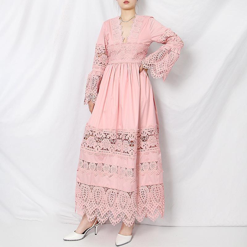 Casual Dresses Stylish Women' Ultra Long Cutout Lace Dress Royal Retro Flare Sleeve V-neck Hollow-out, Pink
Casual Dresses Stylish Women' Ultra Long Cutout Lace Dress Royal Retro Flare Sleeve V-neck Hollow-out, Pink