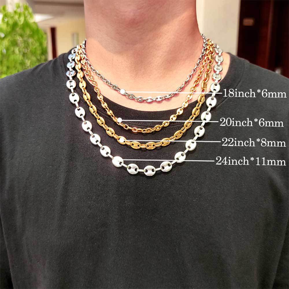 Hip Hop Handcuffs Shape Graduated Chains Real Gold PlatedStainless Steel Coffee Beans Necklaces