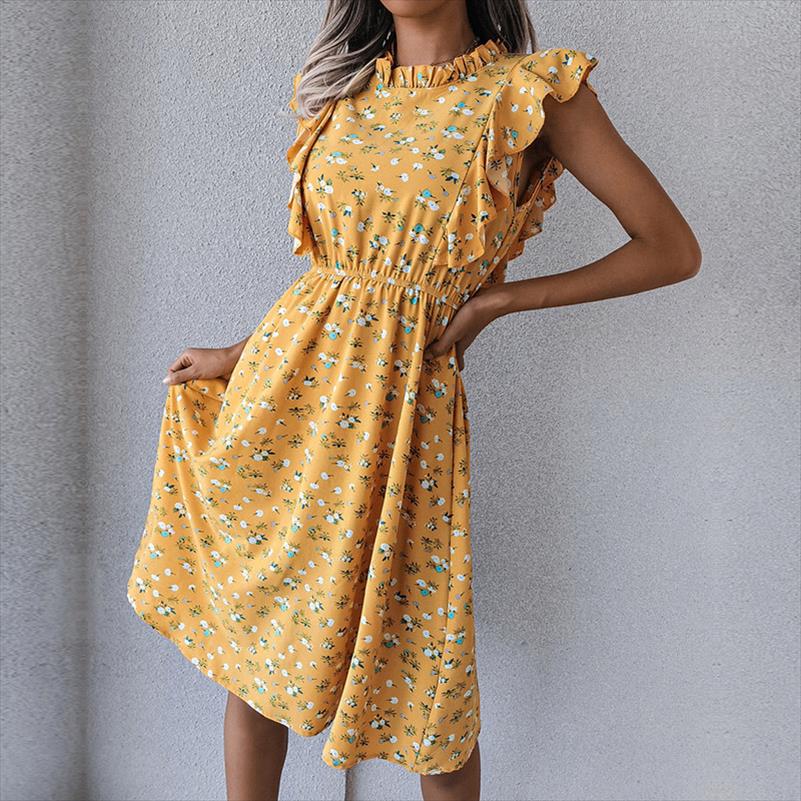 Summer Ladies Elegant Print Chic Dress Women Butterfly Sleeve Ruffles Medium Long Vacation, Yellow flowers
Summer Ladies Elegant Print Chic Dress Women Butterfly Sleeve Ruffles Medium Long Vacation, Yellow flowers
