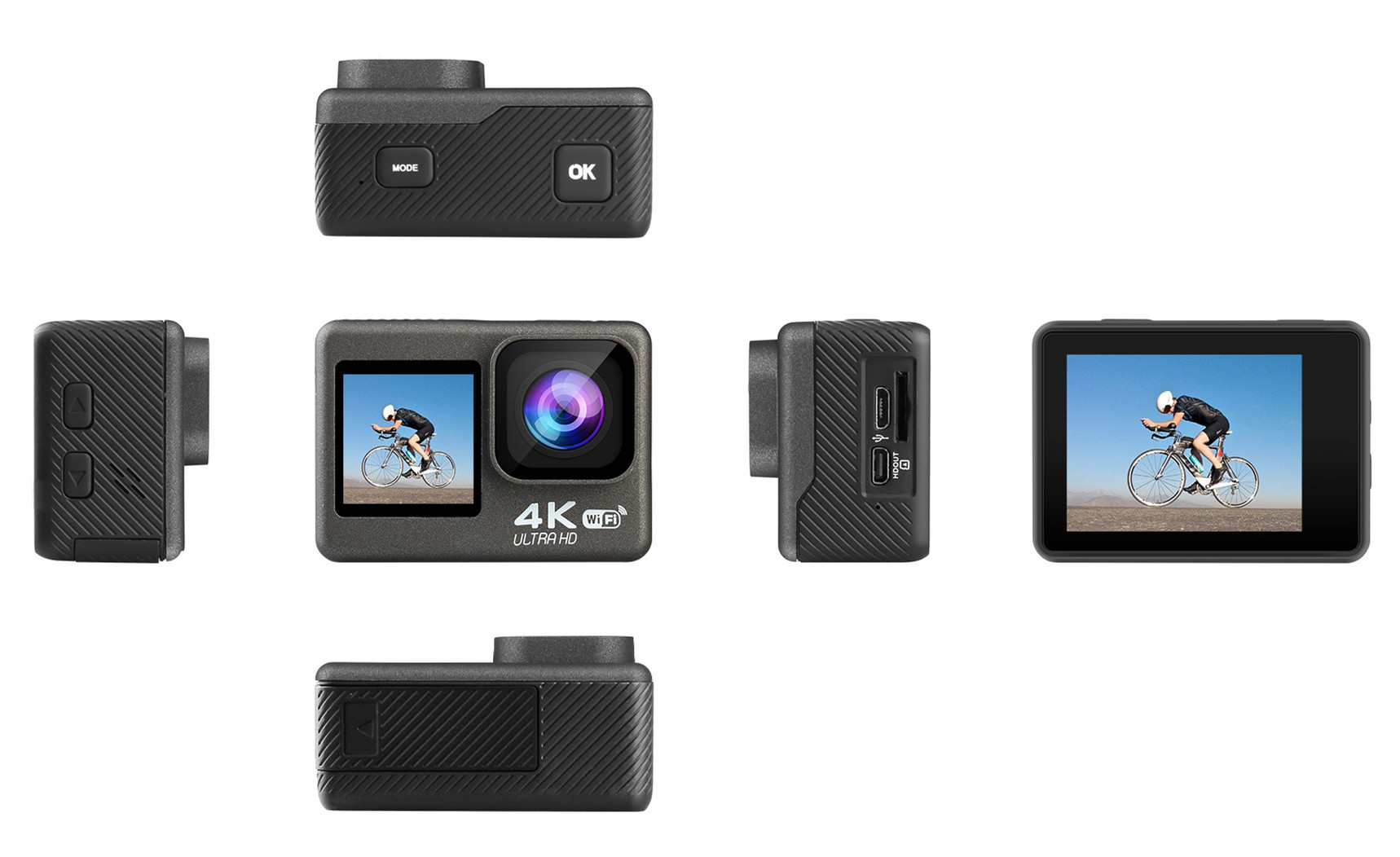 Action Camera real 4K/60fps Touch Dual Screen WiFi Camera Sports DV Video Cameras