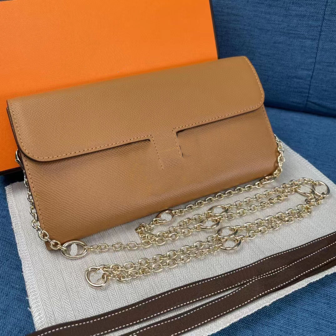 Quality Designers Bags Lady Bearn Wallet Calfskin Purse Gold Silver Hardware Lady Handbags Card Slots Women Bagswith chain women's long clutch 9851