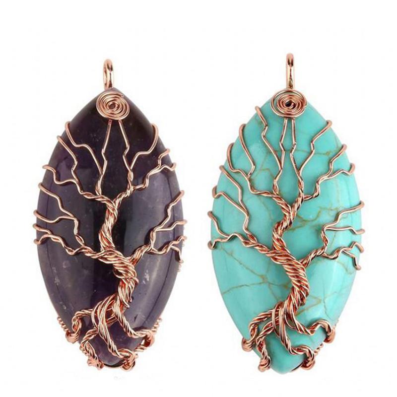 Pendant Necklaces KFT Vintage Copper Tree Of Life Wire Wrap Horse Eye Shape Natural Stone Chakra Reiki Healing Crystal Jewelry For Women
Pendant Necklaces KFT Vintage Copper Tree Of Life Wire Wrap Horse Eye Shape Natural Stone Chakra Reiki Healing Crystal Jewelry For Women